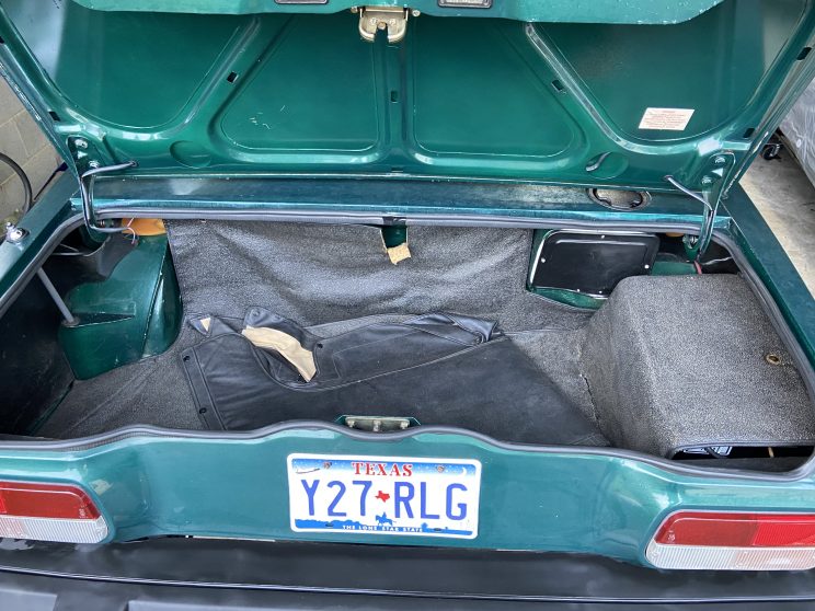 1980 Triumph TR8 trunk open showing all factory equipment