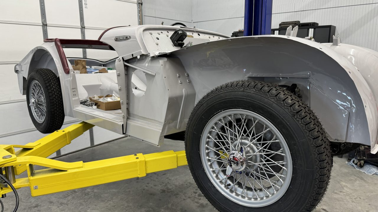 1973 White with Blue Stripe Triumph Spitfire